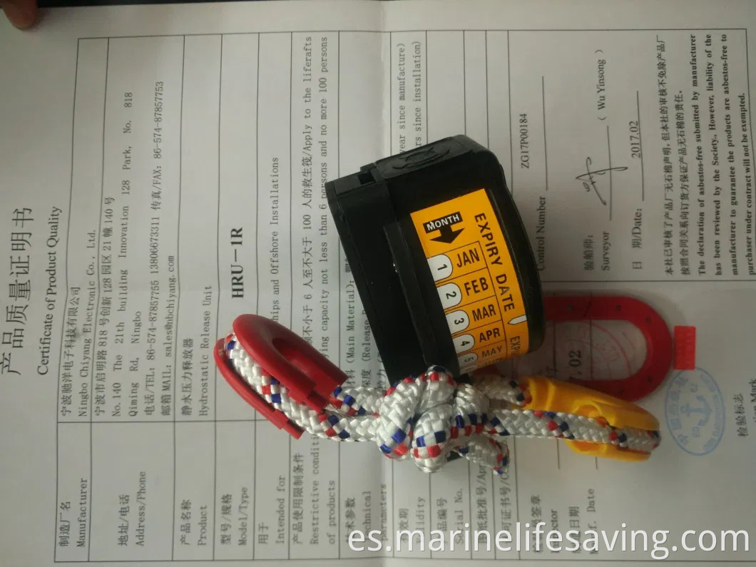 H20 MARINE Saving Saving Appliance HRU Life Raft Unidad de liberación hidrostática